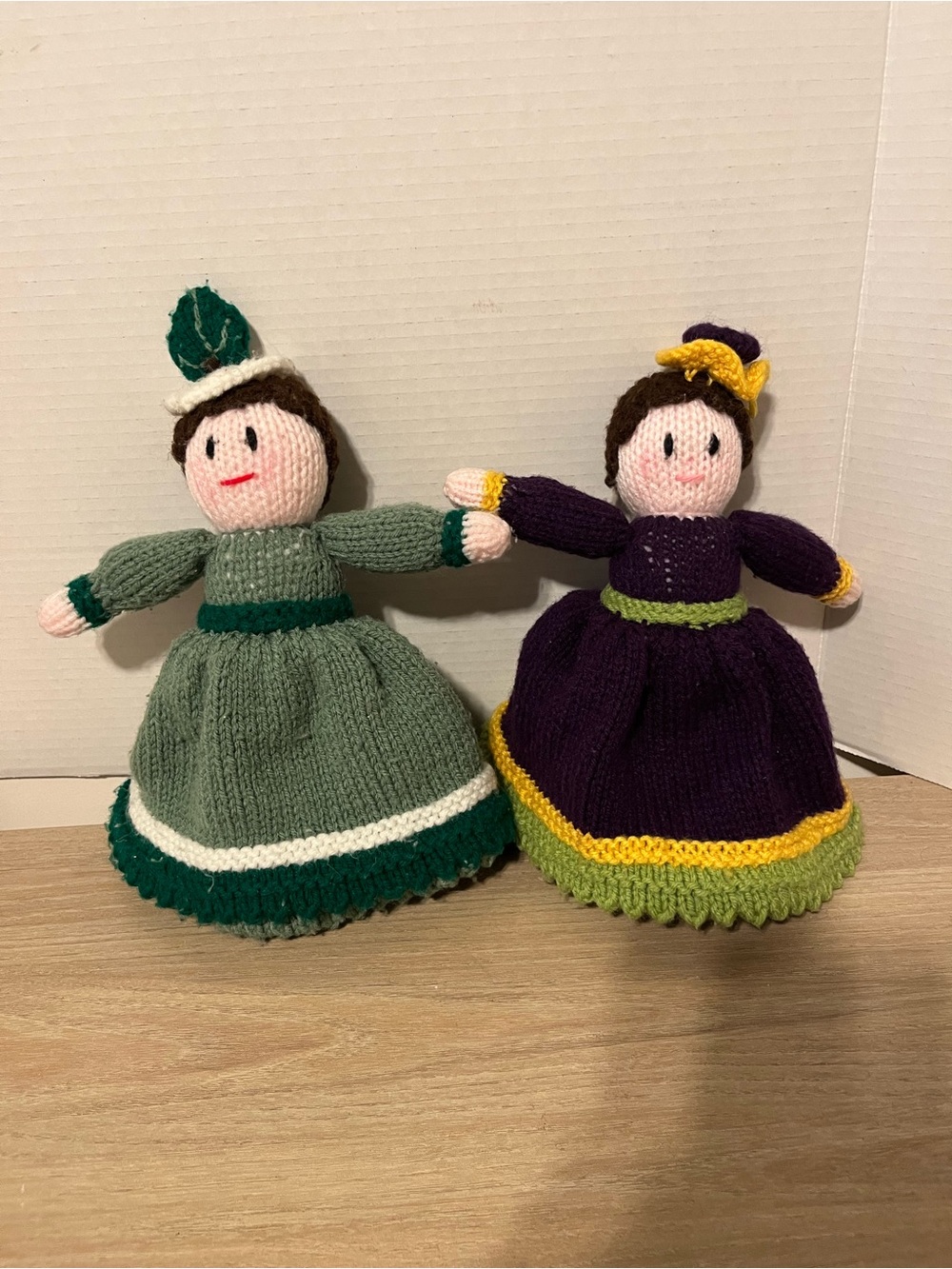 Handmade Knit Topsy Turvy Dolls Two Dolls in One